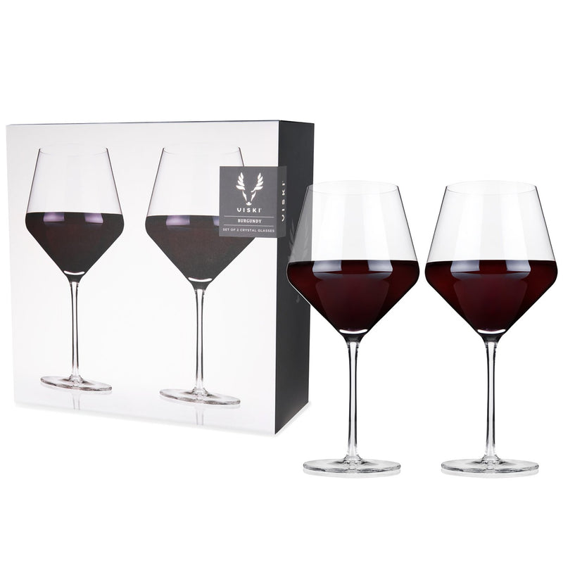 Viski Bordeaux Glasses, 4 Lead-Free Crystal Red Wine Glasses