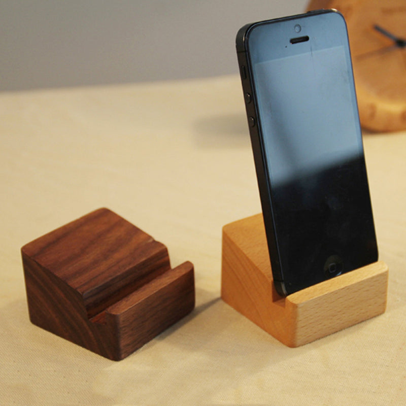 The Decent Living US Walnut Wood Phone Holder Brookstone