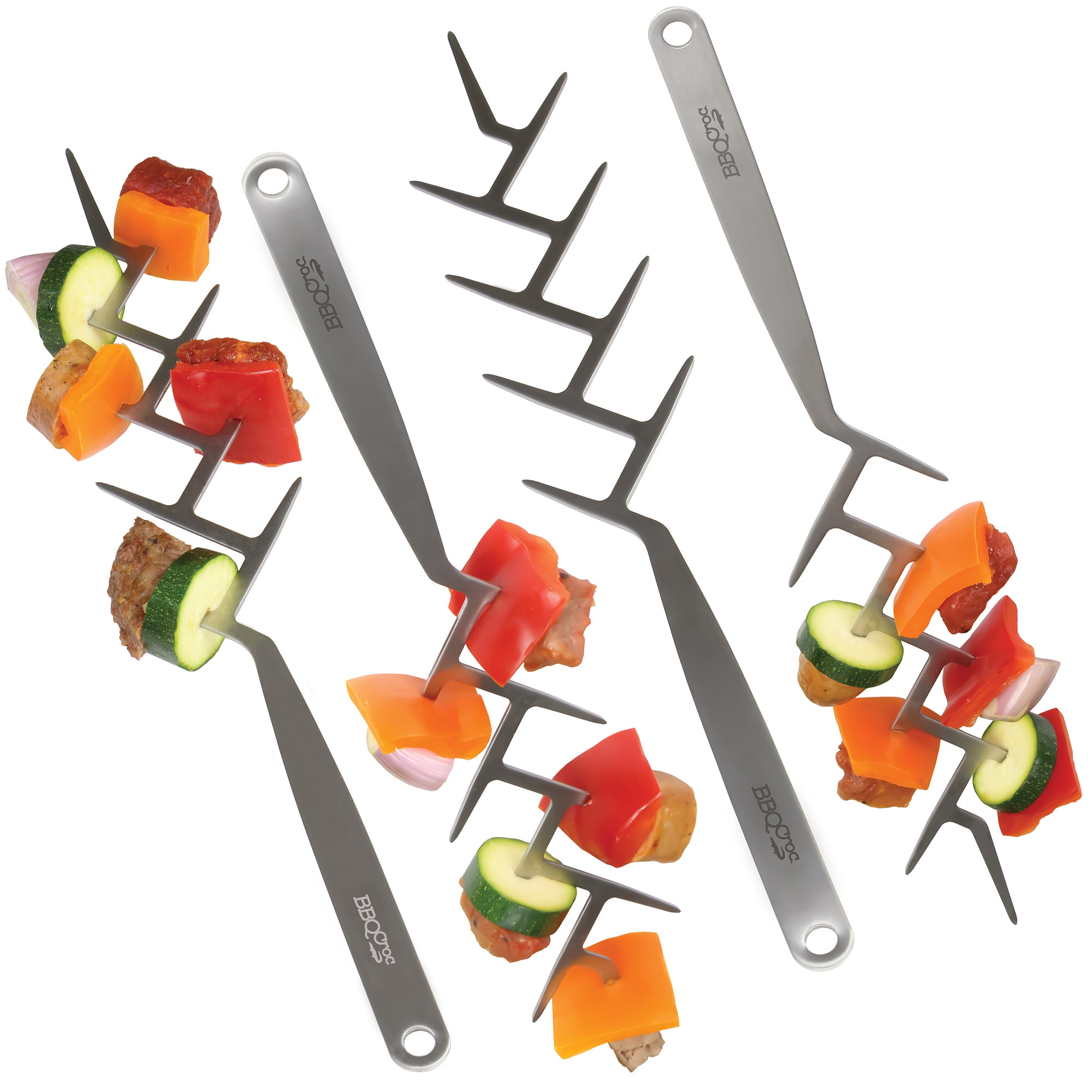 BBQ Croc ZIG ZAG Skewers Pack of 4 in Stainless Steel, Size 15 Inch