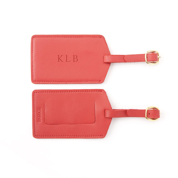 Luxury Vachetta Leather Luggage Tag With Clip Personalised 