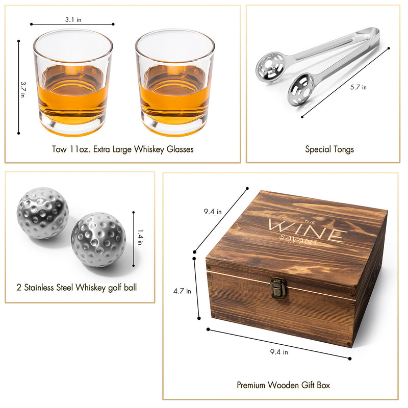 The Wine Savant Luxurious Whiskey Stones & Glasses Gift Set - 2