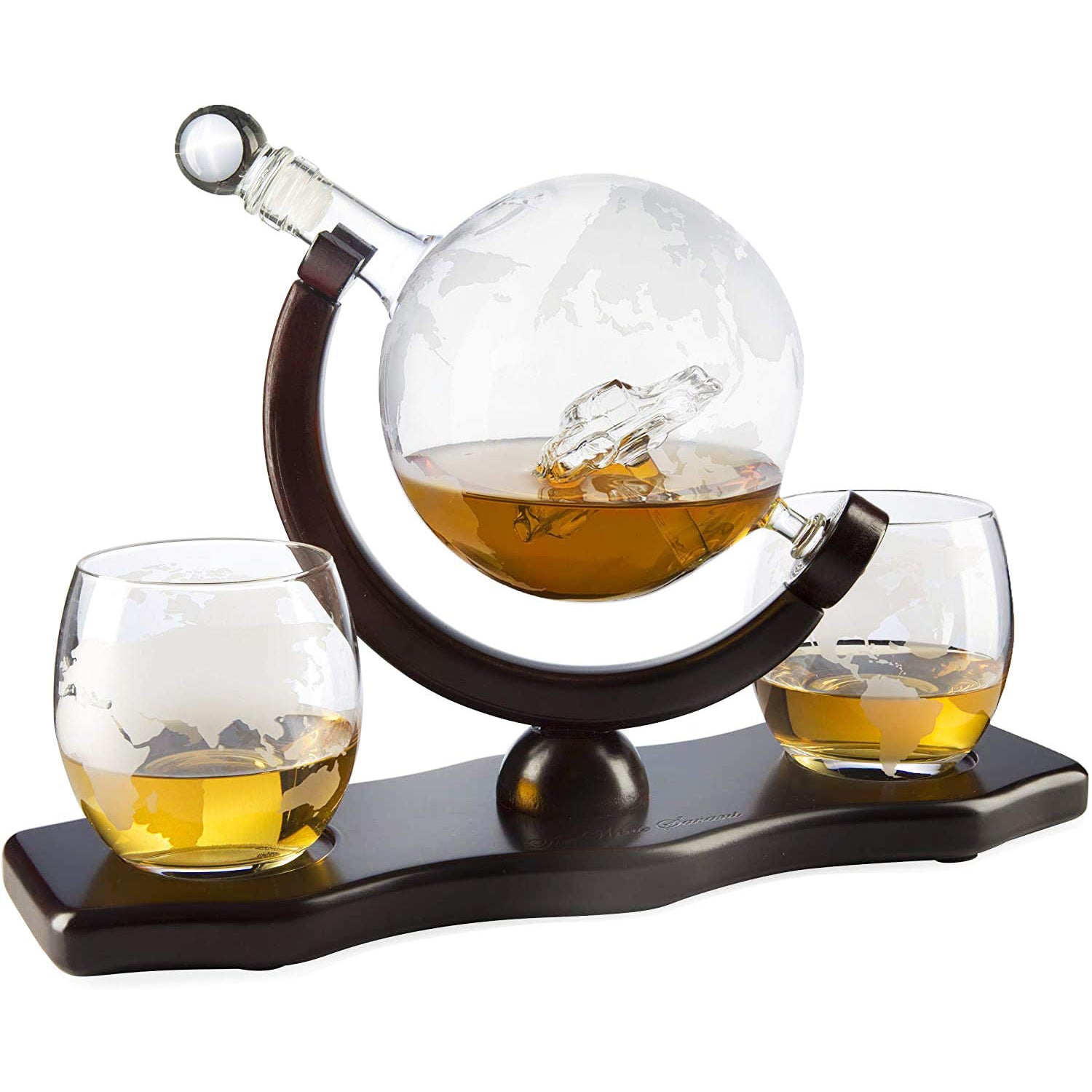 Globe 2 2 Decanter Set Whiskey Decanter with 2 Glasses Brookstone