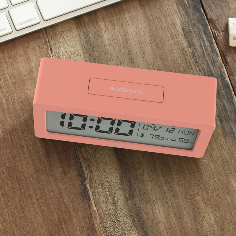 Battery Digital Alarm Clock, Lcd Clock Electronic For Bedroom Home Office ,  With Date,indoor Temperature Girl-pink