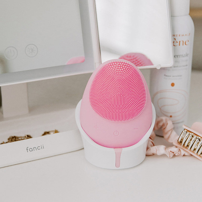 ultrasonic heating facial cleansing brush – oyster – ASerenity