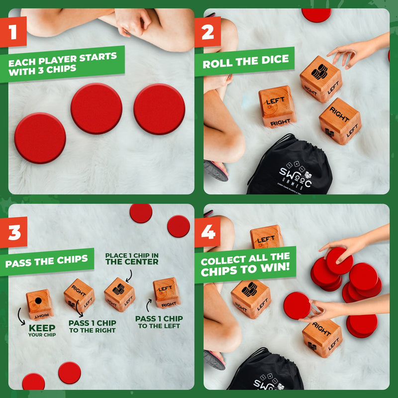 Giant Right Center Left Dice Game (All Weather) - Jumbo Wooden