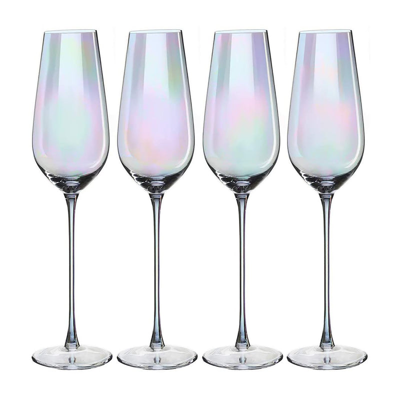 Iridescent Martini Glasses with Crystal-Filled Stems