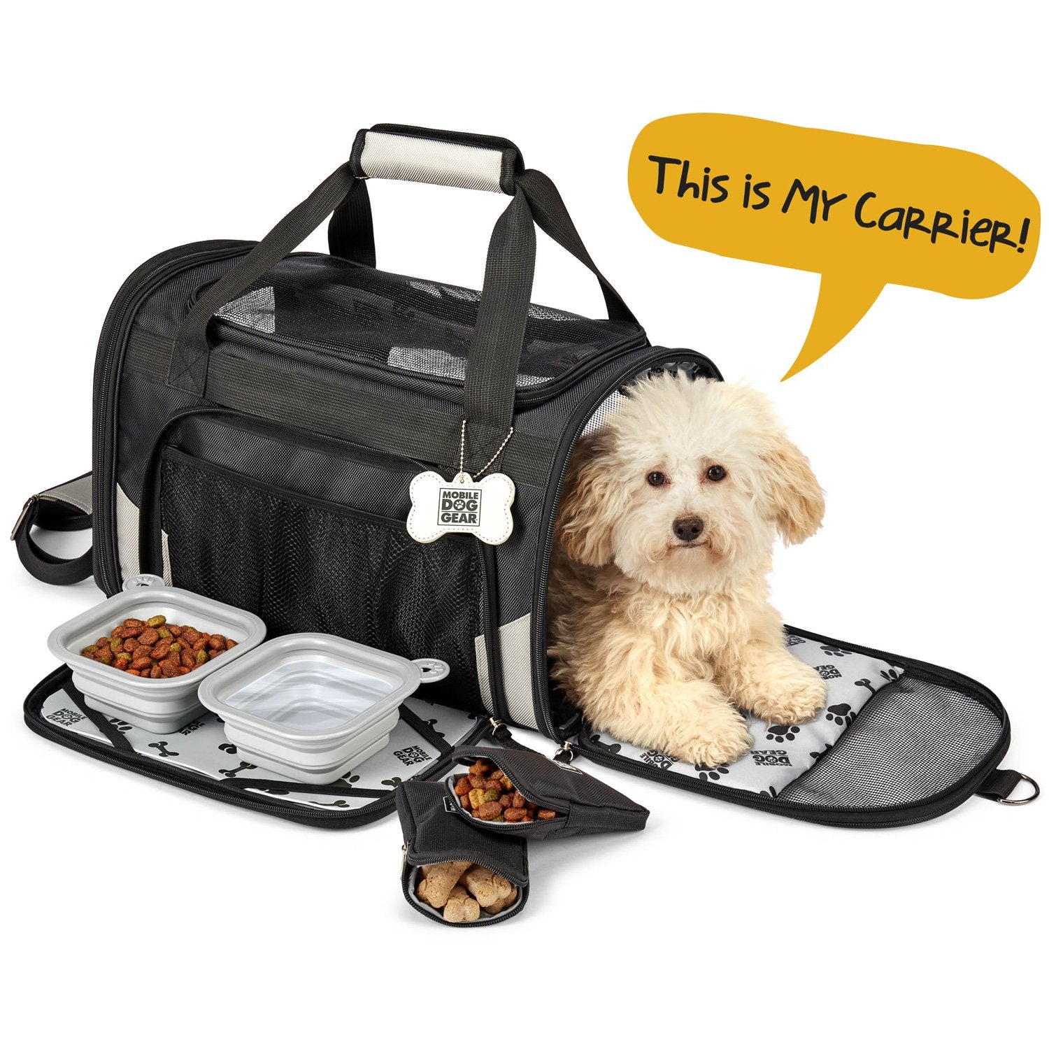 Overland LLC Mobile Dog Gear Pet Carrier Plus in Black, Size Small