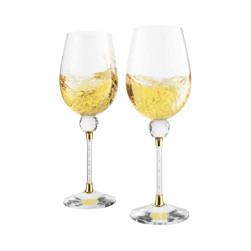 Diamond Studded Martini Glasses Set of 2 - The Wine Savant - Gold Rimm