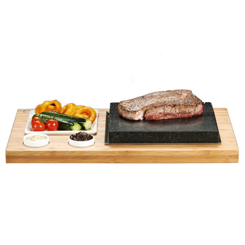 NutriChef Hot Lava Stone Sizzling Steak Plate: Grilled Meat Food  Presentation Serving Platter Set with Stainless Steel Knives PKLVST41 - The  Home Depot