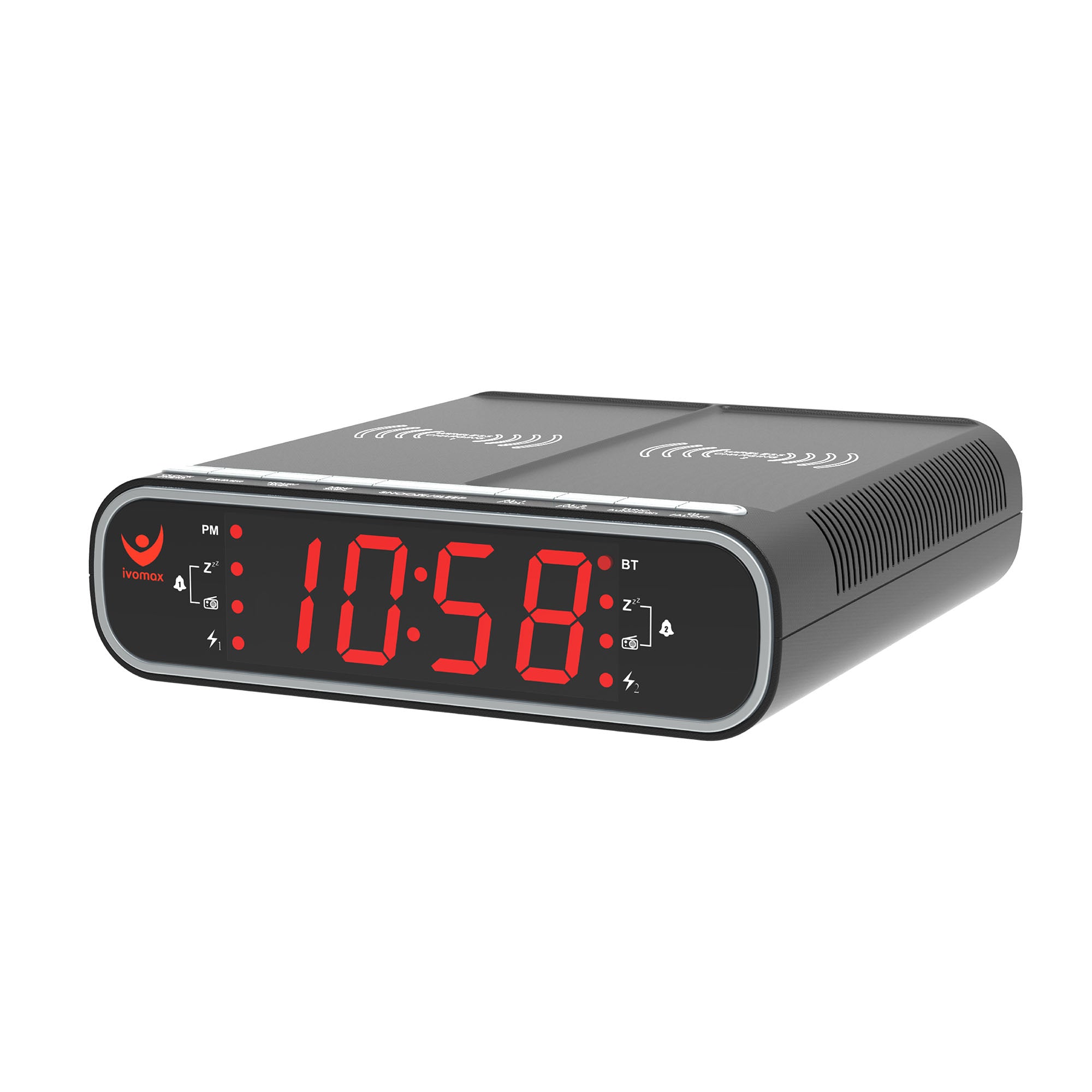 Alarm Clock With Dual Wireless Charger Brookstone