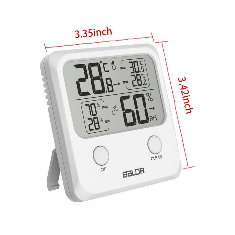 Digital Indoor Thermometer Hygrometer Temperature and Humidity Display with  3.3 inch LCD Table Standing Magnet Attaching for Household Office Gym