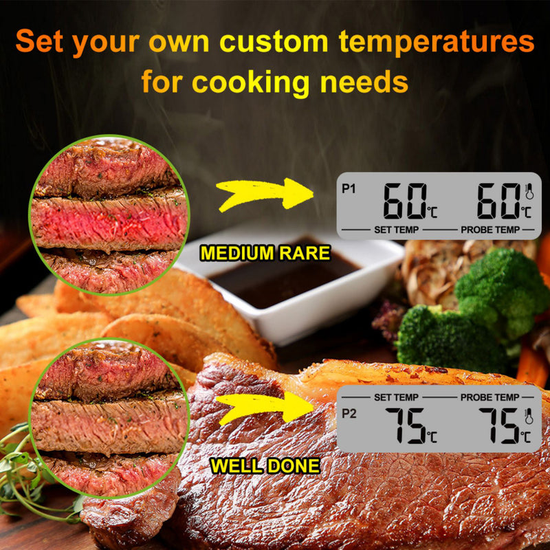 Brookstone Grill Alert Talking Remote Meat Thermometer, Grill Oven or Smoker