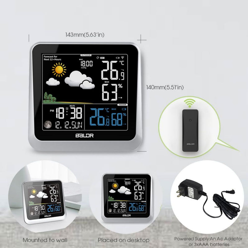 Wall Clock Digital Weather Station Wireless Indoor Outdoor