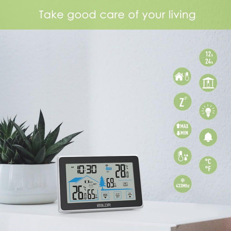 Humidity Monitor Wireless Digital Indoor Outdoor Thermometer with Temp  Gauge Fit