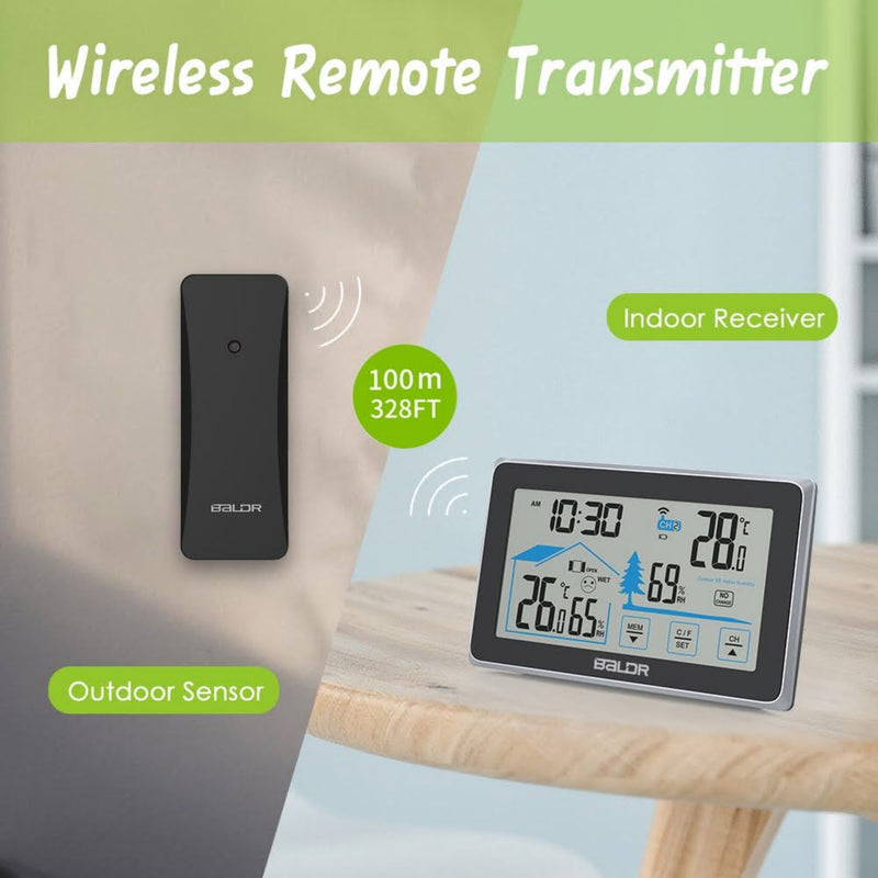 LCD ?/? Digital Wireless Indoor/Outdoor Thermometer Clock Temperature Meter  With Transmitter 