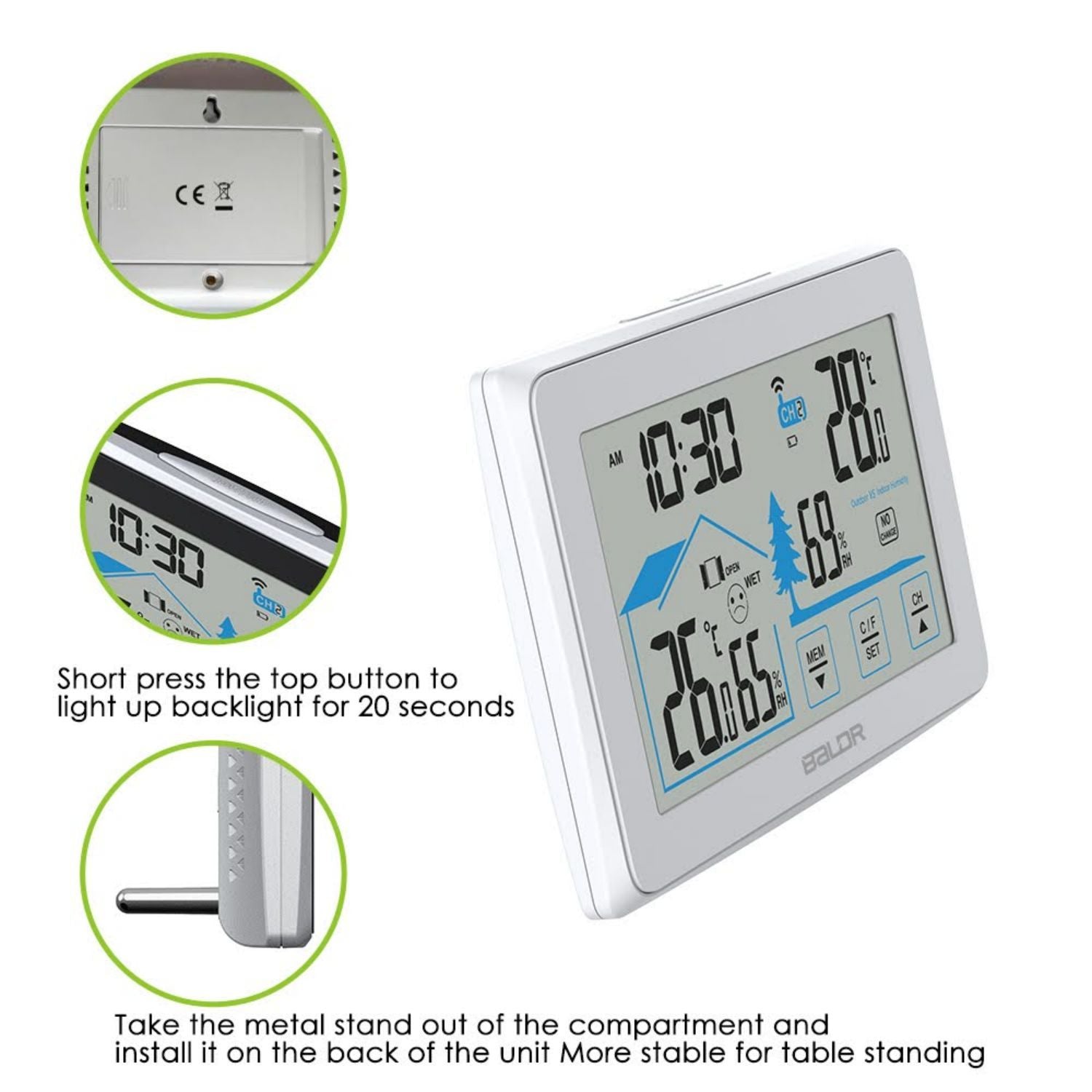 BALDR Indoor Outdoor Wireless Weather Station With Sensor Brookstone