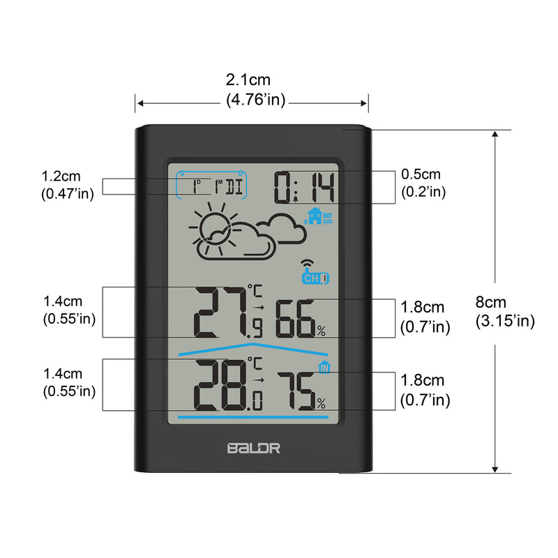 BALDR Indoor/Outdoor Wireless Weather Station With Sensor