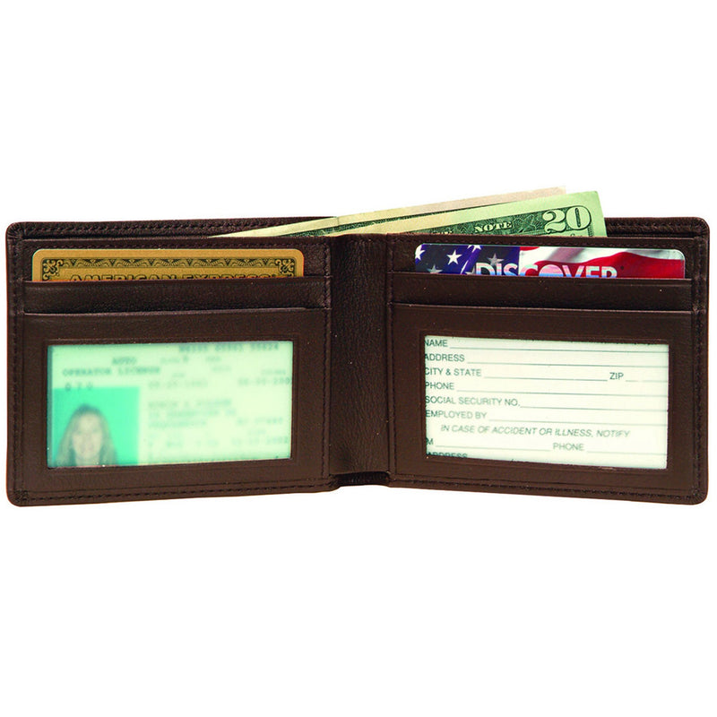 Personalized Men's Leather Bi-fold Wallet Card Holder Monogram and Name