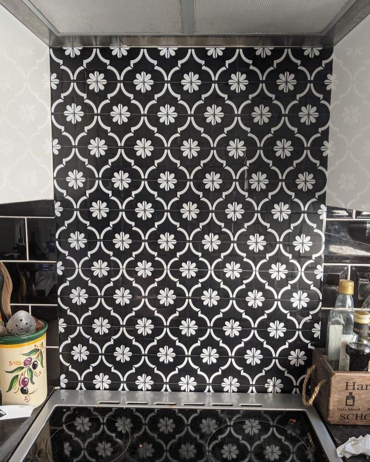 Moroccan Jannah Tiles Black Adhesive Floor/Wall/Window Vinyl – Jes Rose