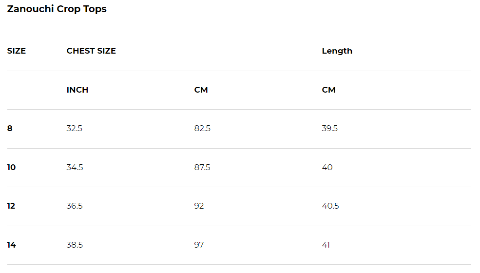 size chart