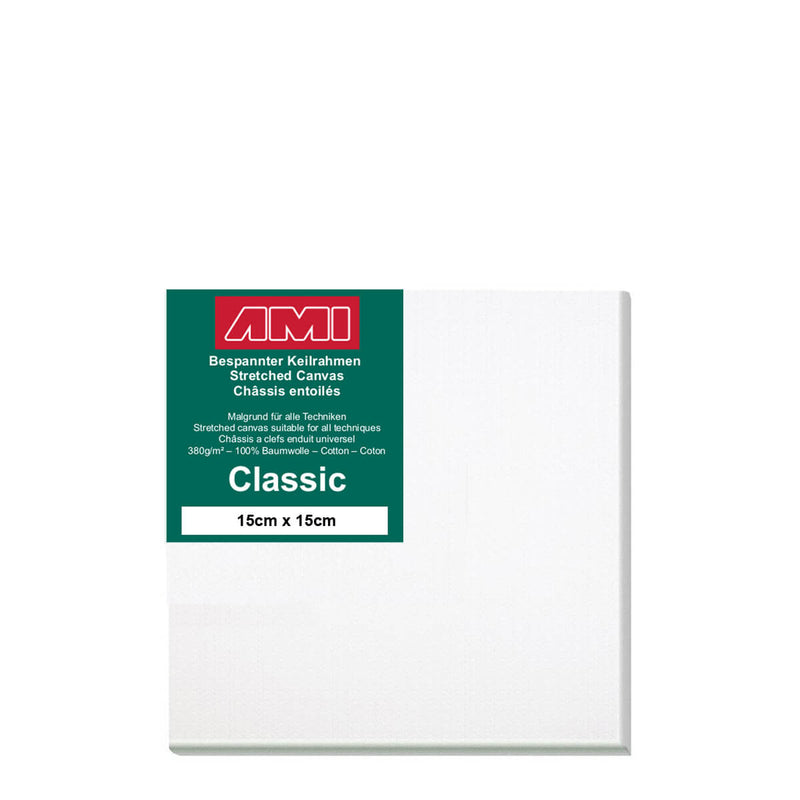A front facing classic cotton canvas from AMI that is white and measures 15cm x 15cm