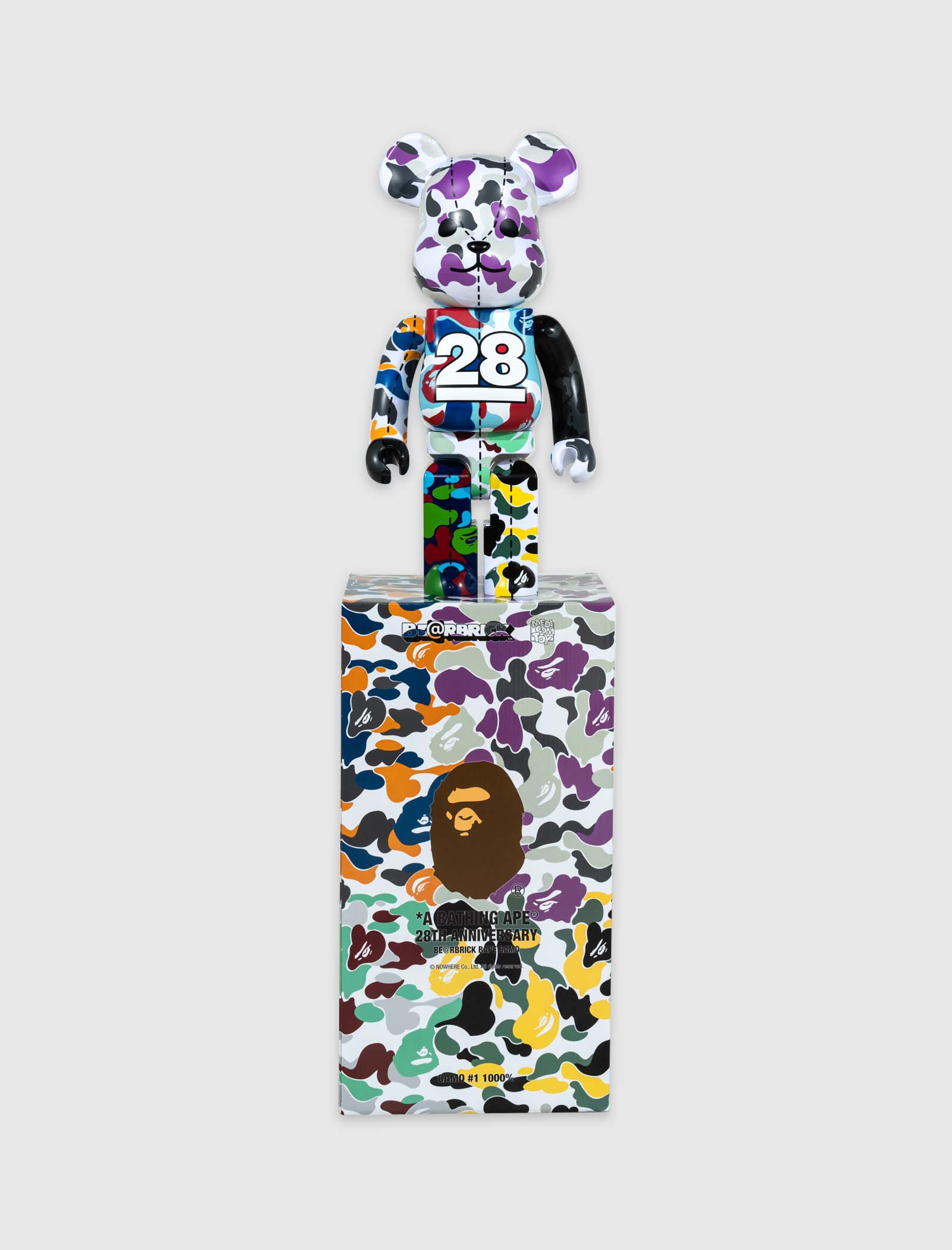 MEDICOM A BATHING APE 28TH ANNIVERSARY CAMO #1 1000% BEARBRICK