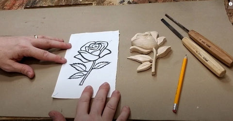 beginner wood carving project relief carving of a rose with schaaf tools 