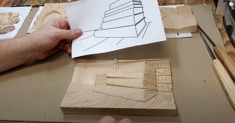 beginner wood carving project relief carving of books with schaaf tools 