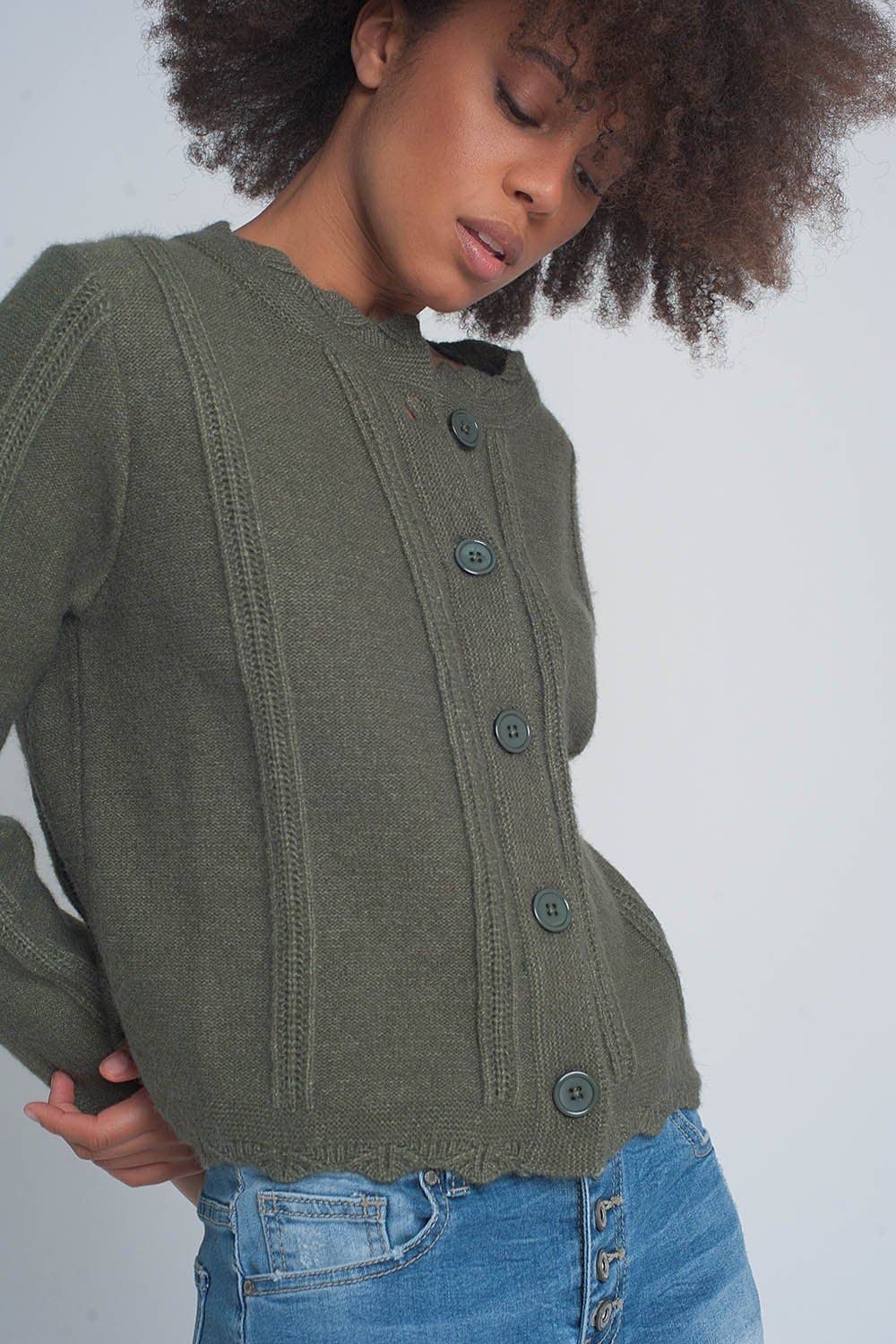 Vintage Button Front 90's Crop