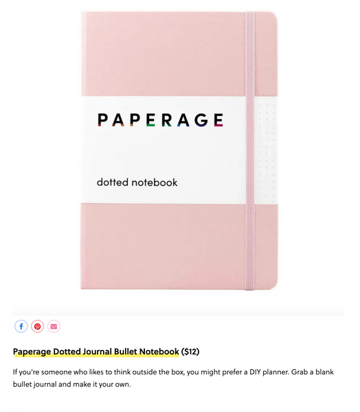 PAPERAGE's Blush Dotted Bullet Journal Notebook in BRIT+CO's Best Planners List