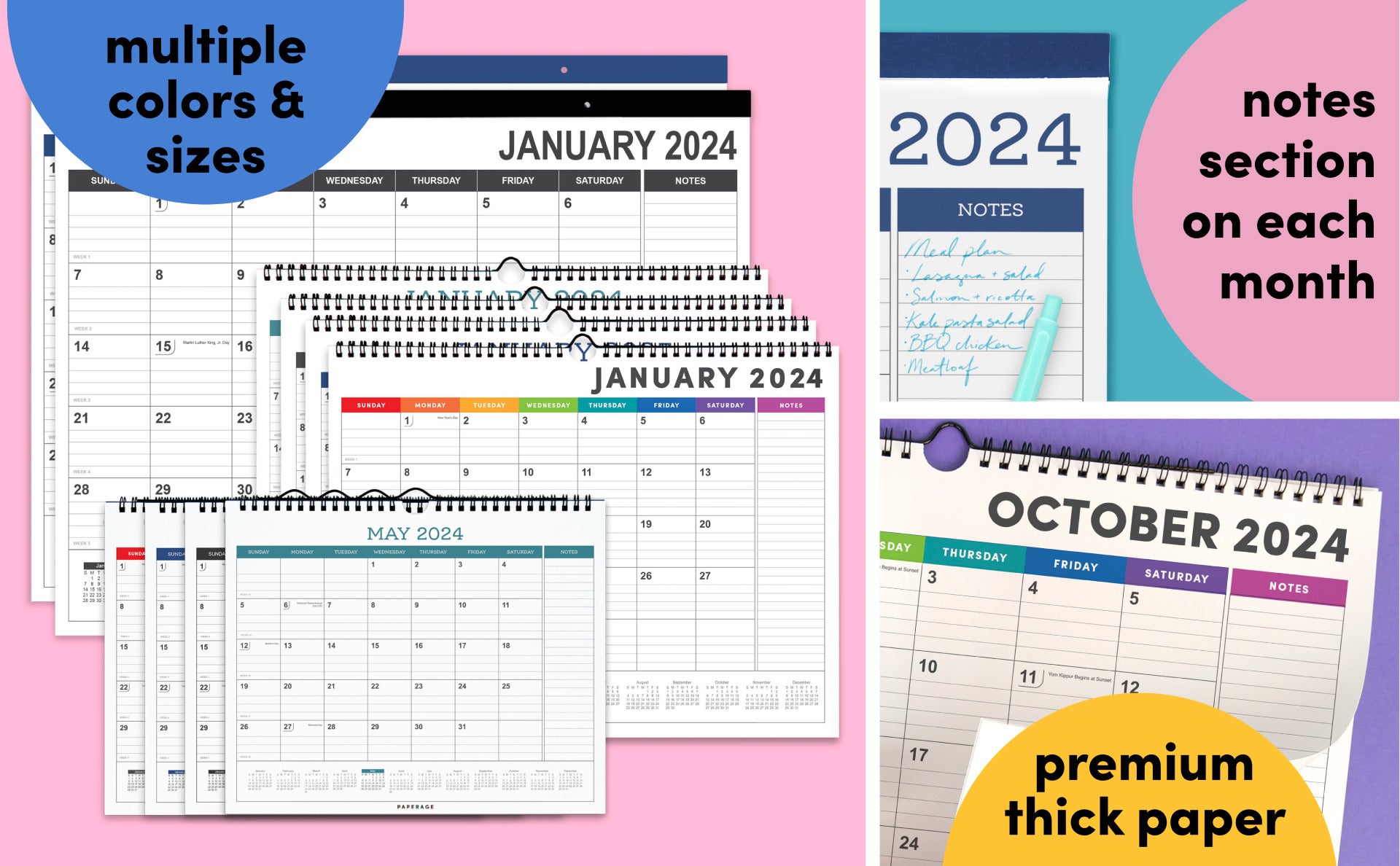 Paperage monthly planner with daily appointment details, to-do lists, and goal tracking.