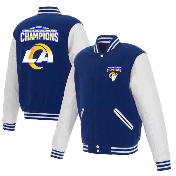 Men's Fanatics Branded Gray/White Los Angeles Rams Super Bowl LVI Champions  Leather Full-Snap Jacket
