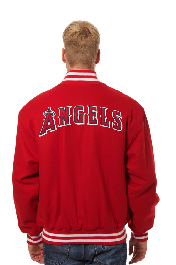 LOS ANGELES ANGELS WOOL JACKET W/ HANDCRAFTED LEATHER LOGOS - RED