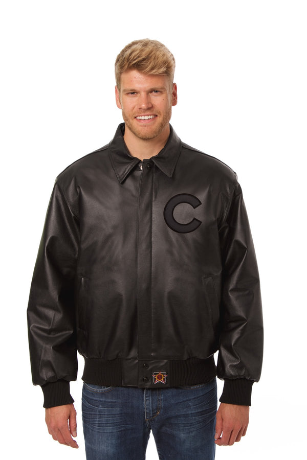 Chicago Cubs Full Leather Jacket - Royal Large