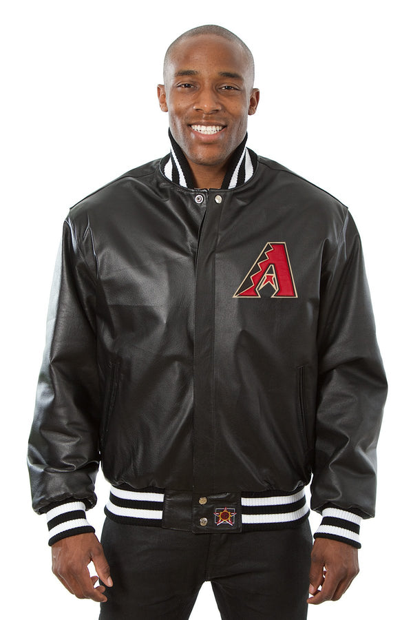 CHICAGO CUBS FULL LEATHER JACKET - BLACK/BLACK