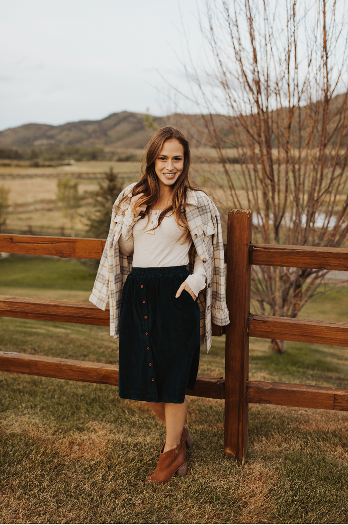 velvet button down skirt