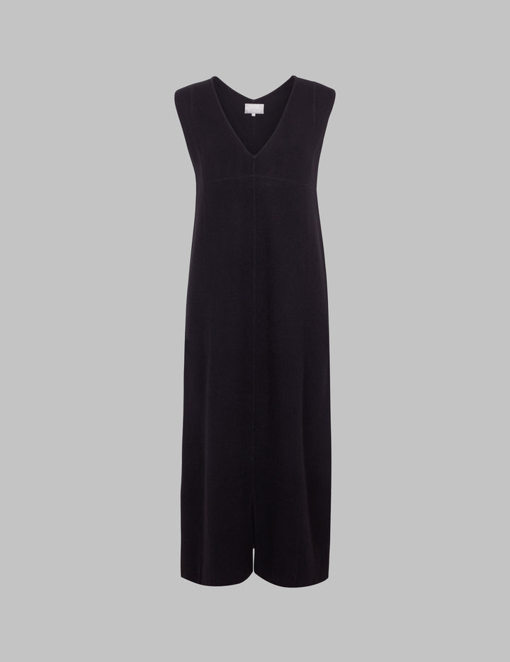 Sleeveless Shaping V-Neck Dress - Black - LIVIFY