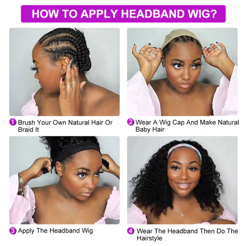 how to apply headband wig