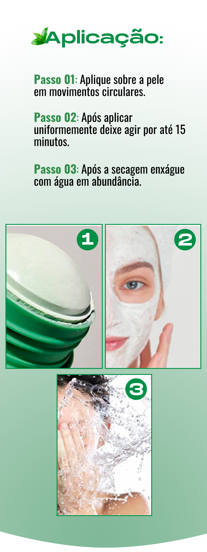 Gel Removedor de Cravos e Máscara de Limpeza Facial - Green Magic aplicação