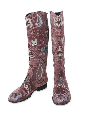 velvet embroidered boots