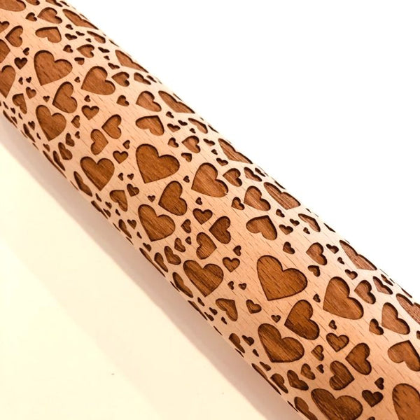embossed rolling pin with hearts