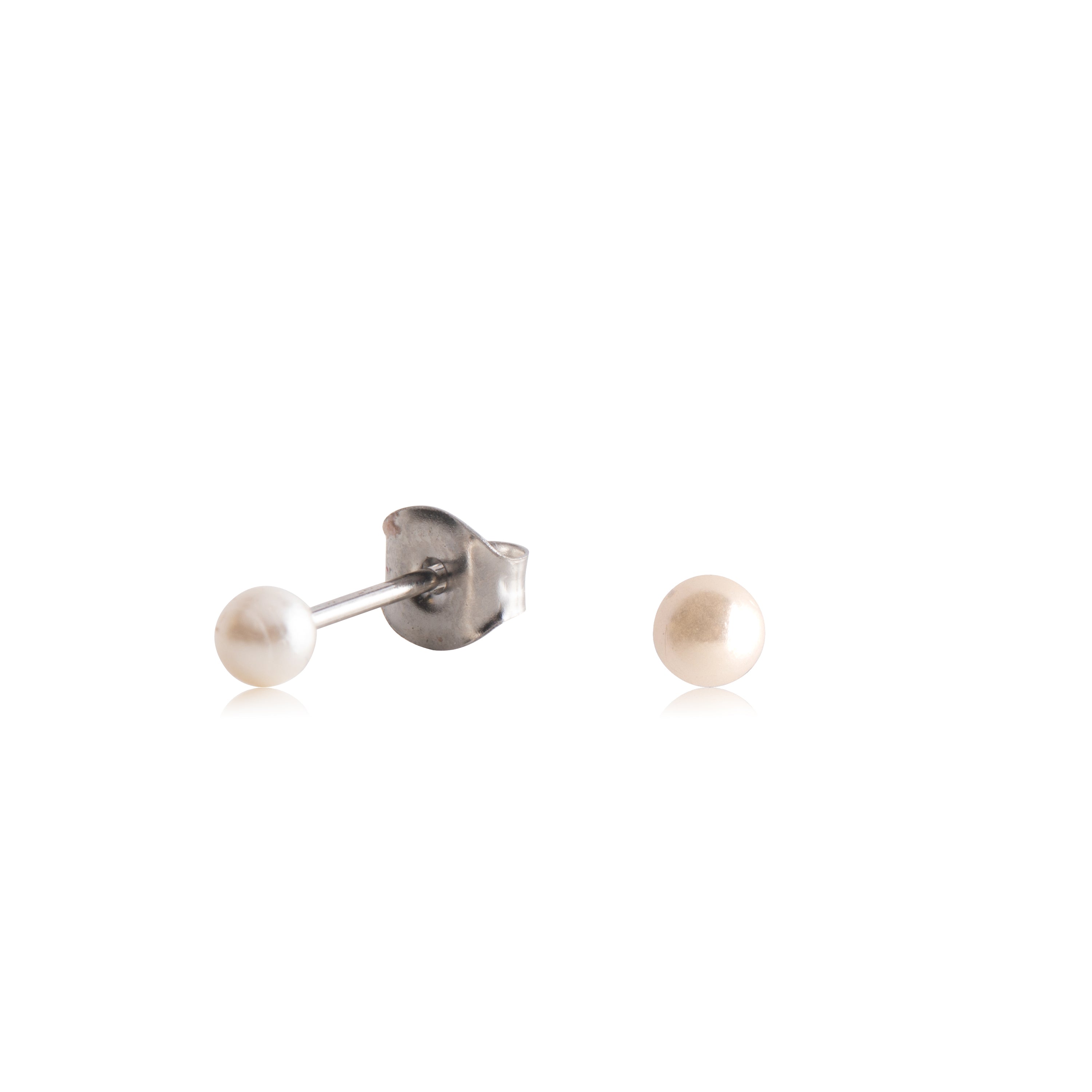 3mm Round Faux Pearl EARRINGS with Silver Posts