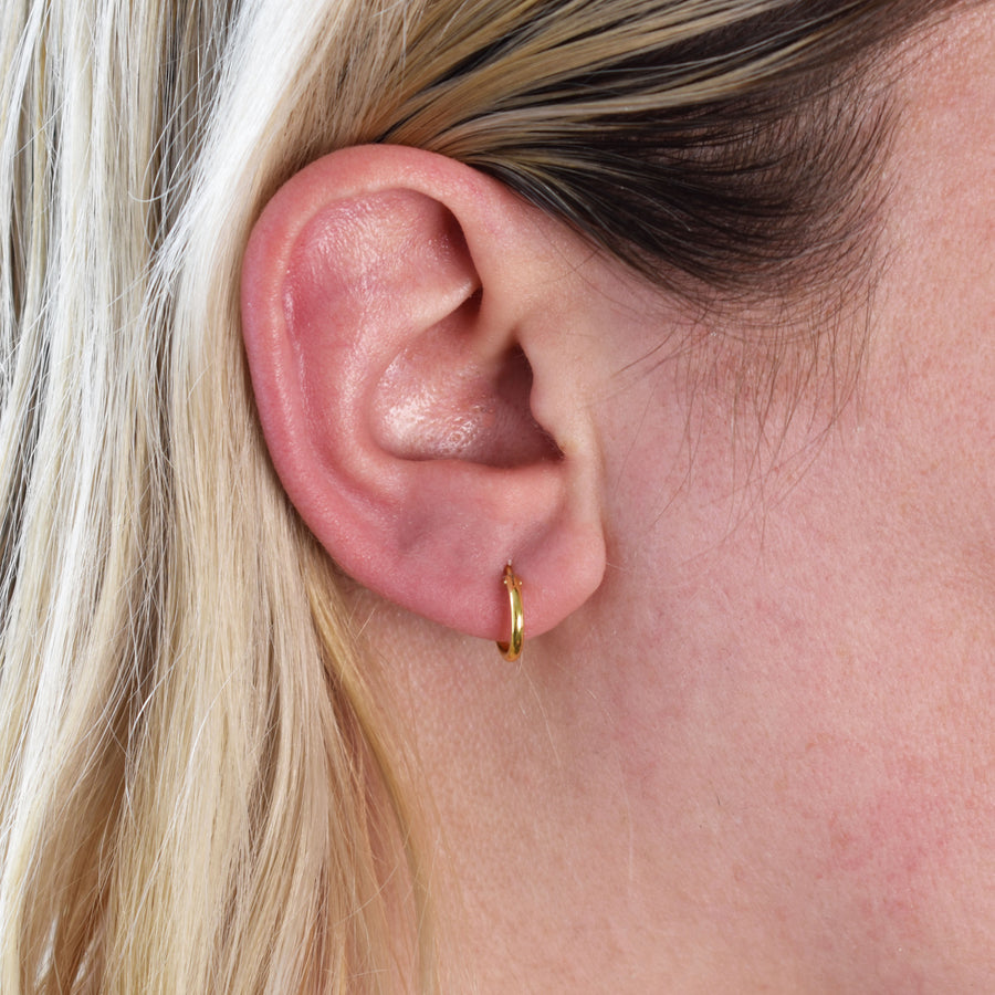 Sterling Silver Earrings | 10mm Mini Hoops | 22k Gold Plated | 3 Pairs