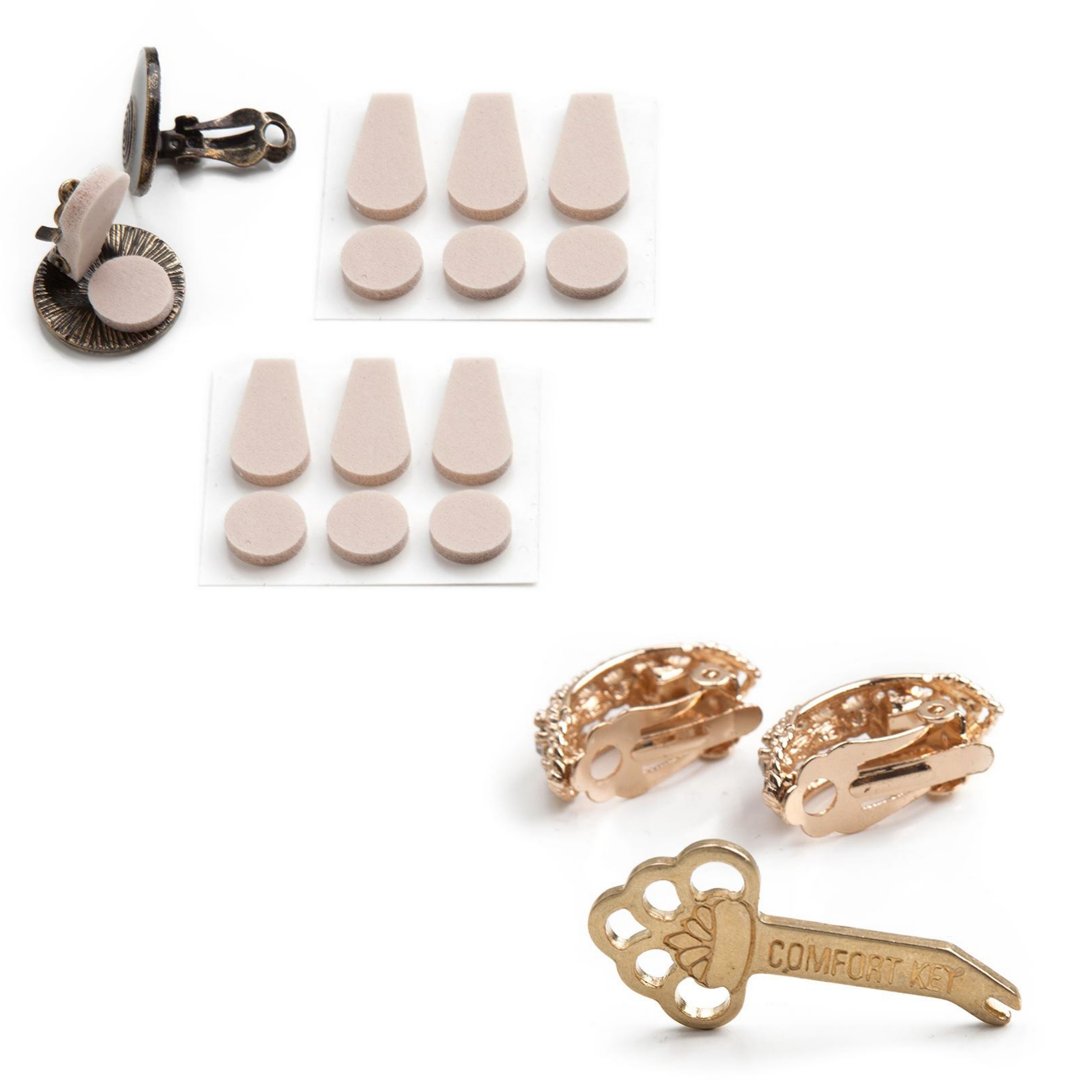 Clip Earring Comfort and Cushion Adhesive Foam Pads Tension Key E