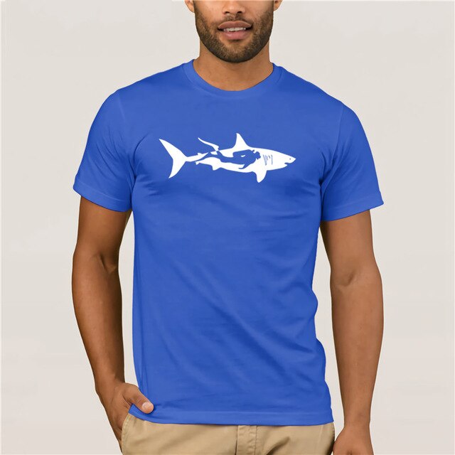 Men T-Shirt: Shark and a Scuba Diver