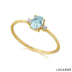 Anillo de oro 18k Lecarré topacio azul diamantes mujer – Joyeria