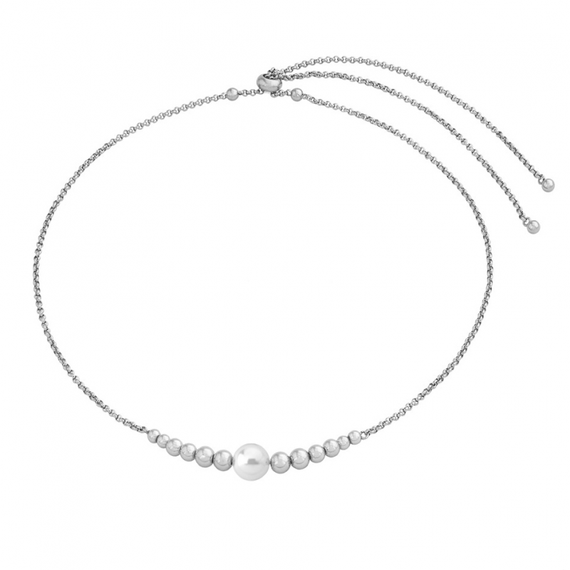 Collar de perlas MAJORICA perla blanca acero ATLAS – Joyeria Zeller