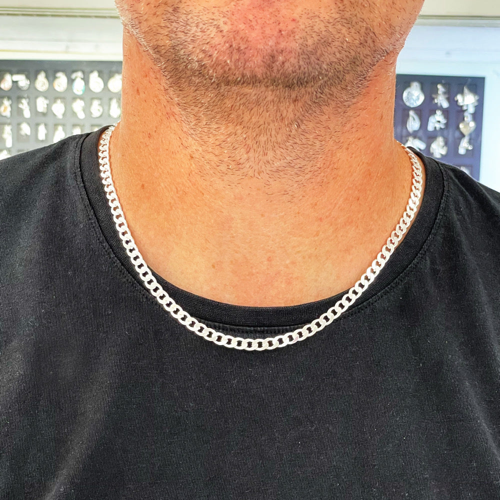 Cadena de plata Barbada eslabón cubano de 6mm para hombre Joyeria Zeller