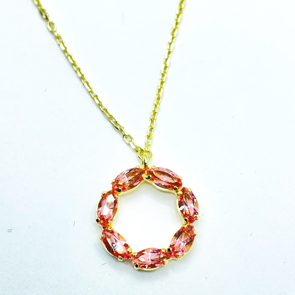 ❤️ Collar de plata dorada Victoria Cruz cristal rosa de mujer – Joyeria Zeller