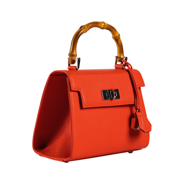 Sara Red - Leather Top Handle Bag | MIRTA
